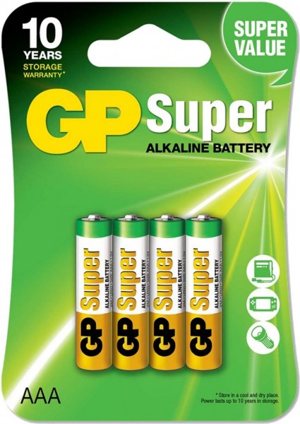 GP 80x Super Alkaline Micro AAA Batterie 1,5V LR3 4er Blister GP24AE-2U4