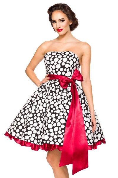 SONDERPOSTEN Vintage-Bandeau-Kleid/Farbe:schwarz/weiß/rot/Größe:M