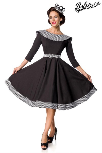 Premium Vintage Swing-Kleid/Farbe:schwarz/weiß/Größe:3XL