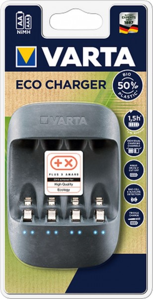 Varta 5x Ladegerät AA/AAA eco charger 50% recycling Plastic 1,5h quick charge, trickle charge, bad c