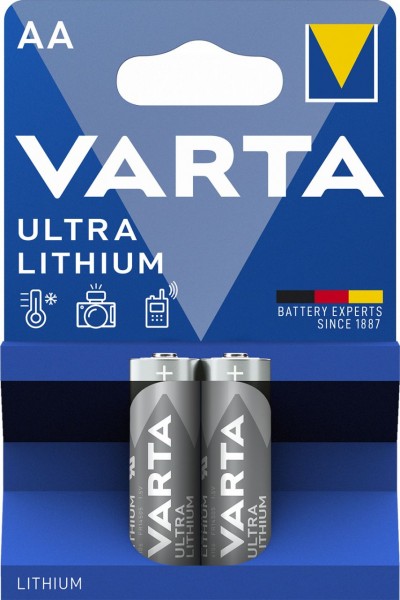 Varta Ultra Lithium AA Batterie 2er Blister Mignon 1,5 V 2900 mAh Typ 6106 36g Maße 121 x 80 x 15 mm