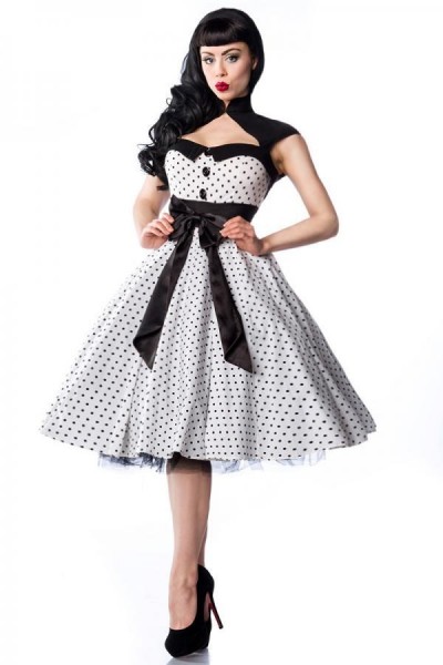 Rockabilly-Kleid/Farbe:weiß/schwarz/Größe:XL