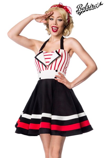 Neckholder-Kleid/Farbe:schwarz/rot/weiß/Größe:XL