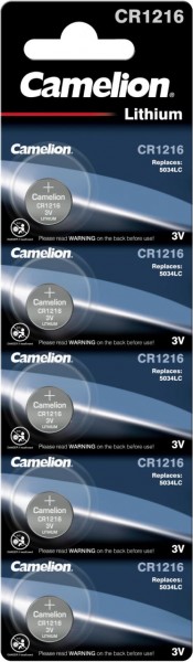 Camelion 2x Lithium Knopfzelle CR1216 5034LC 1216 3V 5er Blister 13005216