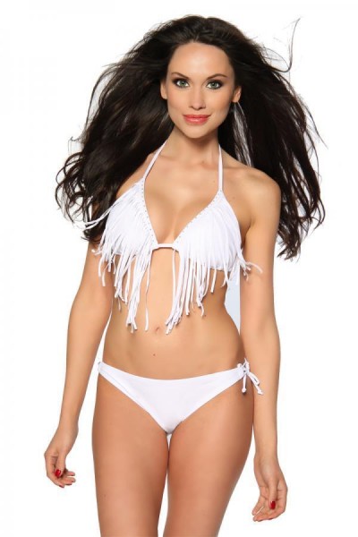 Bikini mit Fransen/Farbe:weiß/Größe:XL