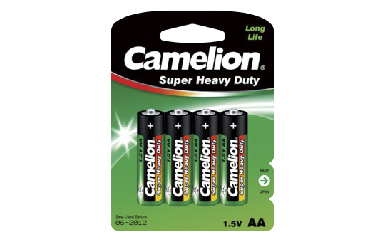 Mignon-Batterie CAMELION Super Heavy Duty 1,5 V, Typ AA, 4er-Blister