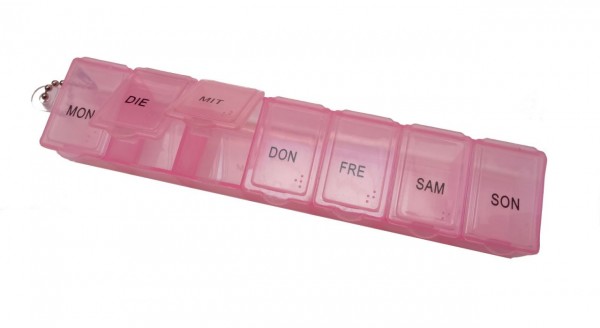 Top Tablettenbox Pillendose Medikamentenbox 7 Tage mit Schlüsselanhänger rosa HA-32
