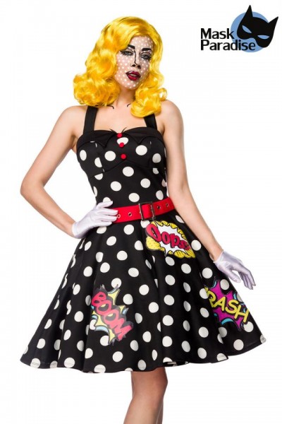 Pop Art Kostüm: Pop Art Girl/Farbe:schwarz/weiß/rot/Größe:M