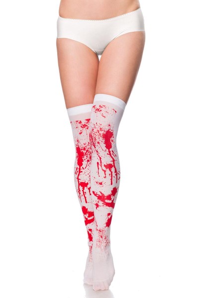 Blut-Stockings/Farbe:weiß/rot/Größe:XS-M