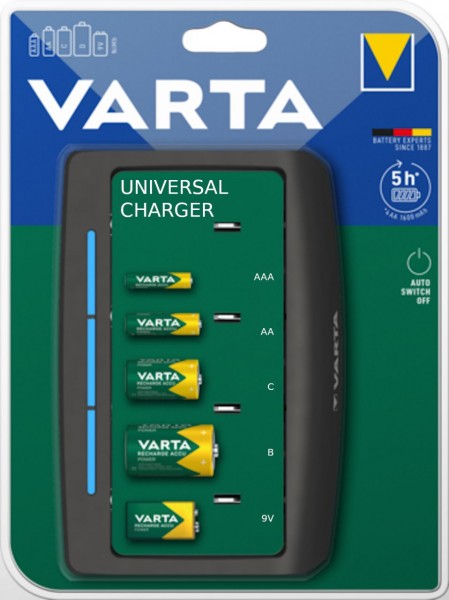 Varta Universal Ladegerät für verschiedene Akkutypen Universal Charger for rechargeable batteries 57