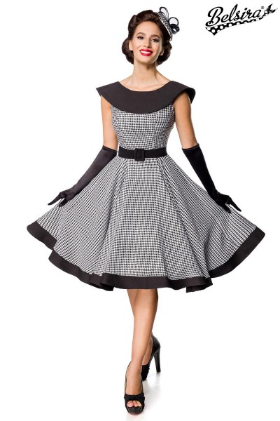 Premium Vintage Swing-Kleid/Farbe:schwarz/weiß/Größe:3XL