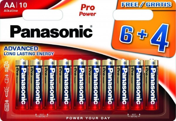 Panasonic Pro Power Mignon AA, LR6 AM3 Alkaline 10er Blister MN1500 LR6XEG/10B4F LR06 LR6PPG/10BW 6+