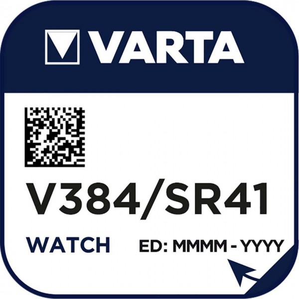 Varta 100x Watch V384 Uhrenzelle Knopfzelle SR 41 SW Silber-Oxid 42 mAh 1,55 V 1er Blister V 384