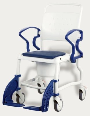 Toiletten-Rollstuhl BONN 5",Räder,grau/blau,