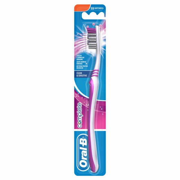 Oral-B Complete Clean & Sensitive Handzahnbürste Weich superfeine Borsten Zahnbürste mit Zungenreini