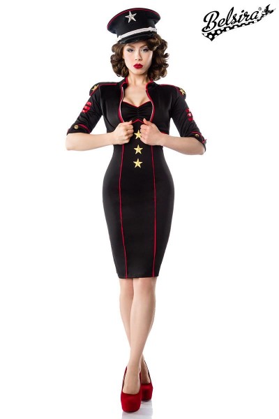 Military-Kleid mit Jacke/Farbe:schwarz/rot/Größe:XS