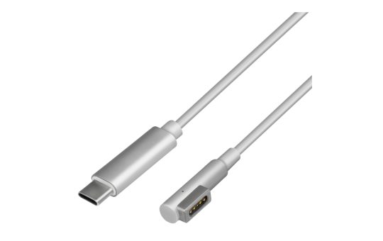 USB-C Ladekabel mit L-förmigen Magnetstecker, silber