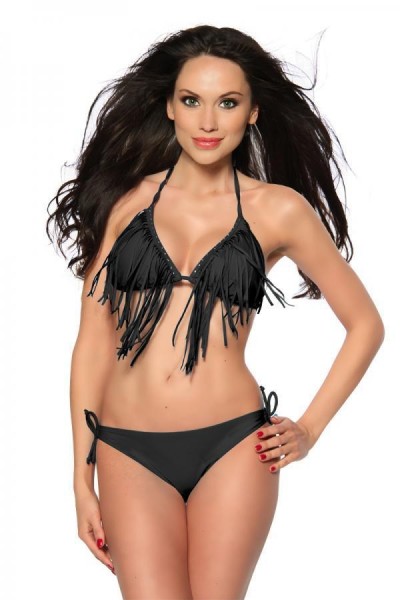Bikini mit Fransen/Farbe:schwarz/Größe:XL